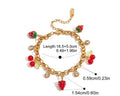 High Quality Gold Stainless Steel Strawberry Cherry Fruit Charm Chain Bracelet | Waterproof Hypoallergenic