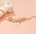 High Quality Gold Plated Butterfly Pendant Adjustable | Large Hole Beads Heart Charm DIY Bracelet
