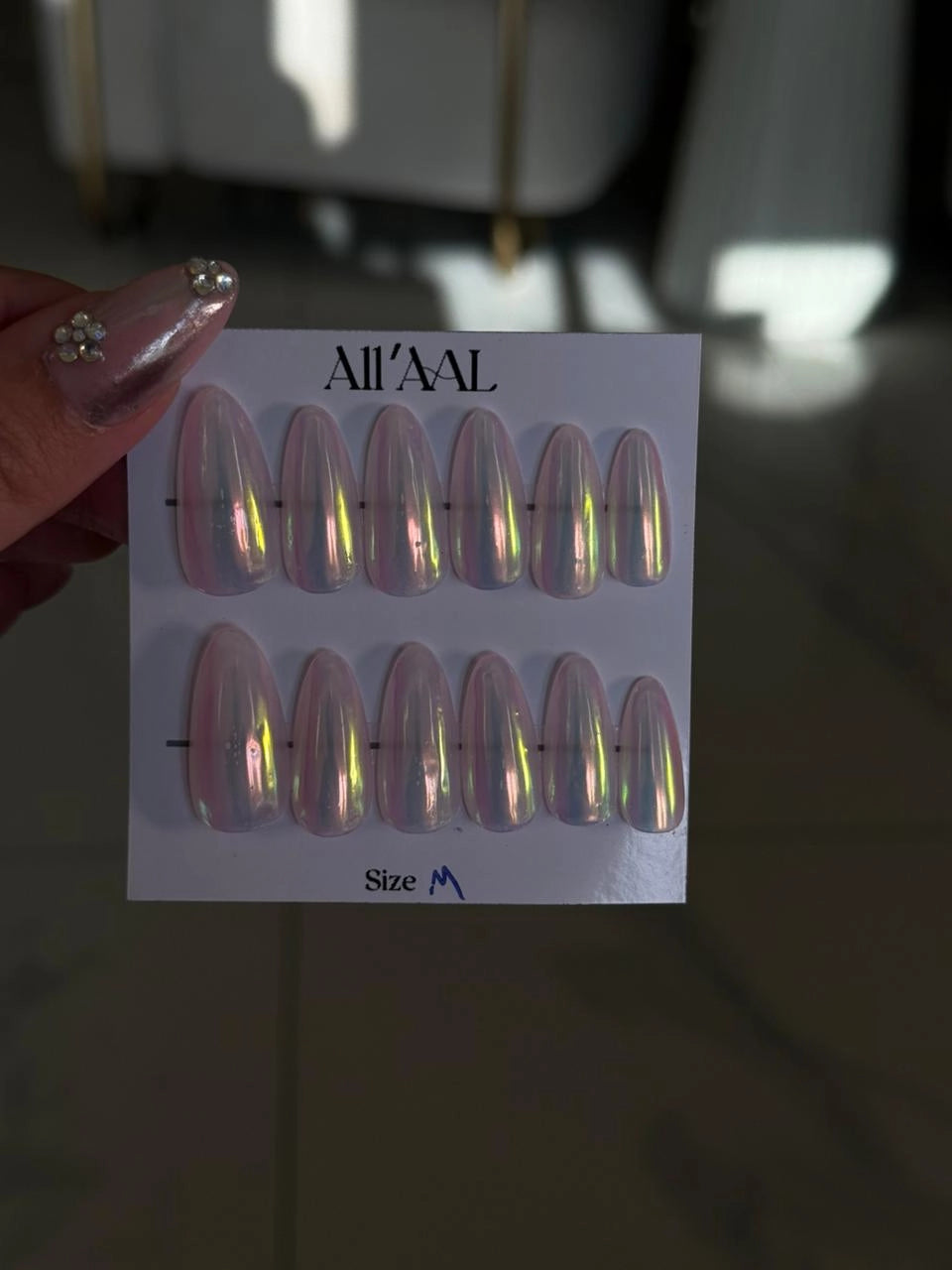 All'AAl Beauty – Luxury Handmade Soft Gel Press-On Nails | Pink & Chrome | Medium Almond