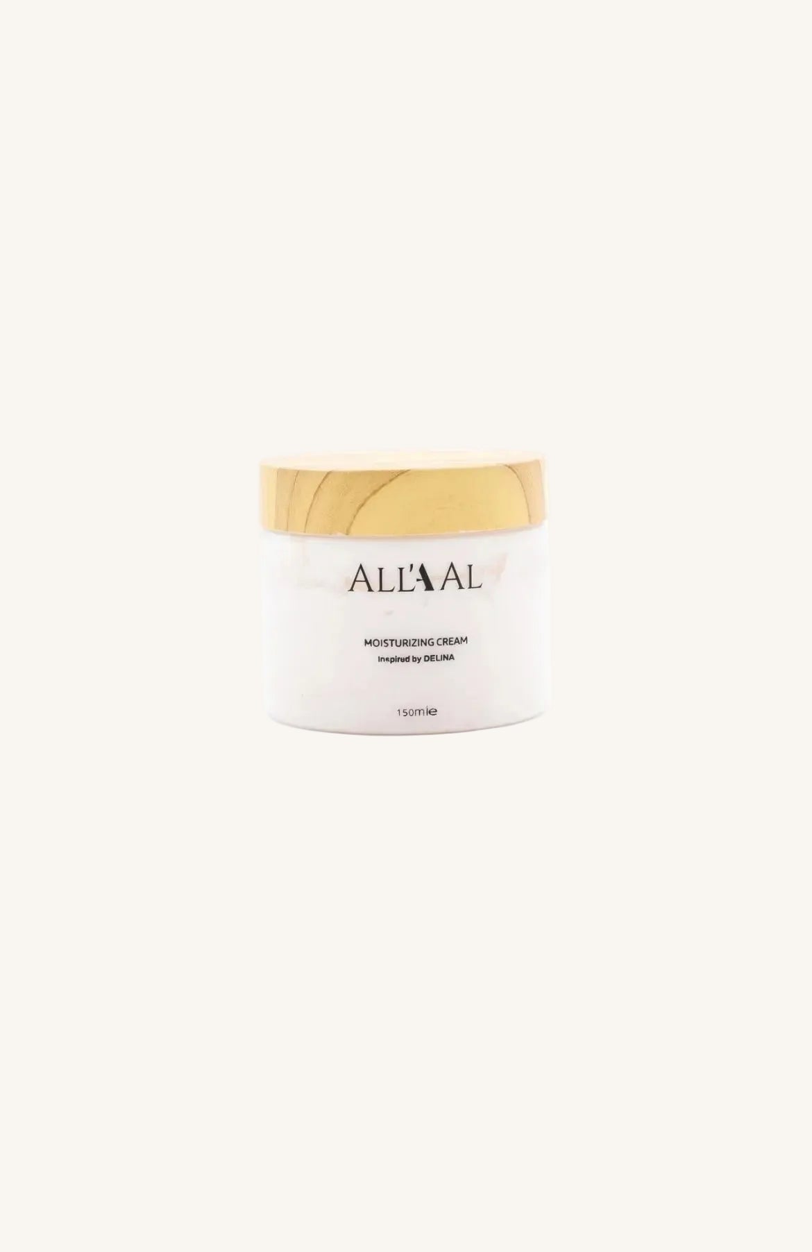 Jar of Aleval moisturizing cream with a gold lid on a white background