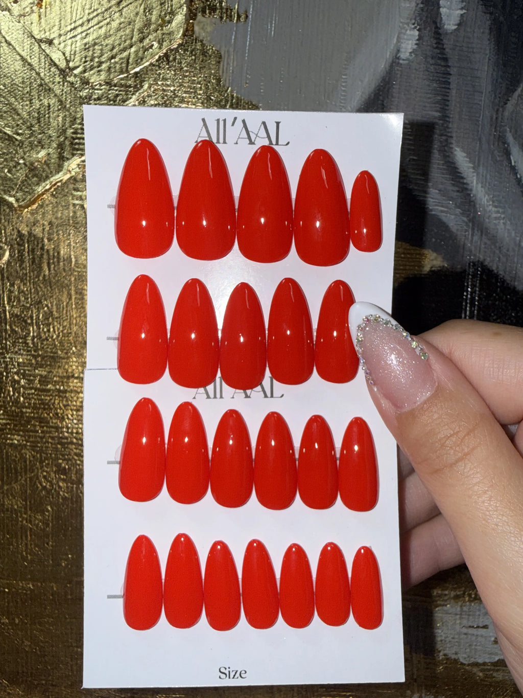 All'AAl Beauty – Luxury Handmade Soft Gel Press-On Nails | Red Chrysler 334 | Medium Almond