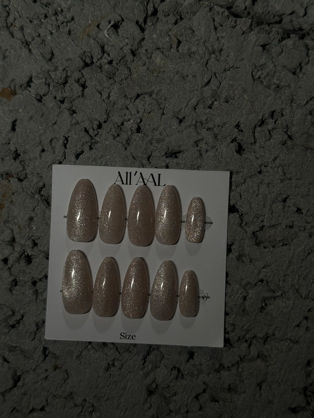 All'AAl Beauty – Luxury Handmade Soft Gel Press-On Nails | Nude Beige Cat Eye | Medium Almond