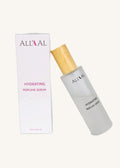 AllAL hydrating perfume serum with packaging on a light gray background