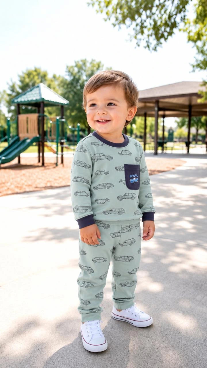 Little Racer Kids Pajama Set | Car Print