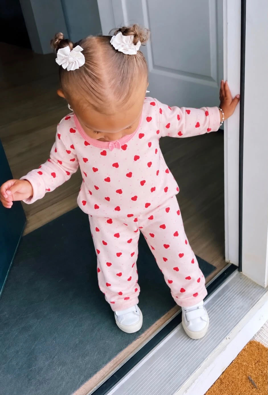 Little Sweetheart Kids Pajama Set | Pink & Red Heart Print