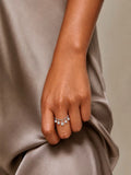 Elegant 925 Sterling Silver Round Zircon Chain Ring | Adjustable